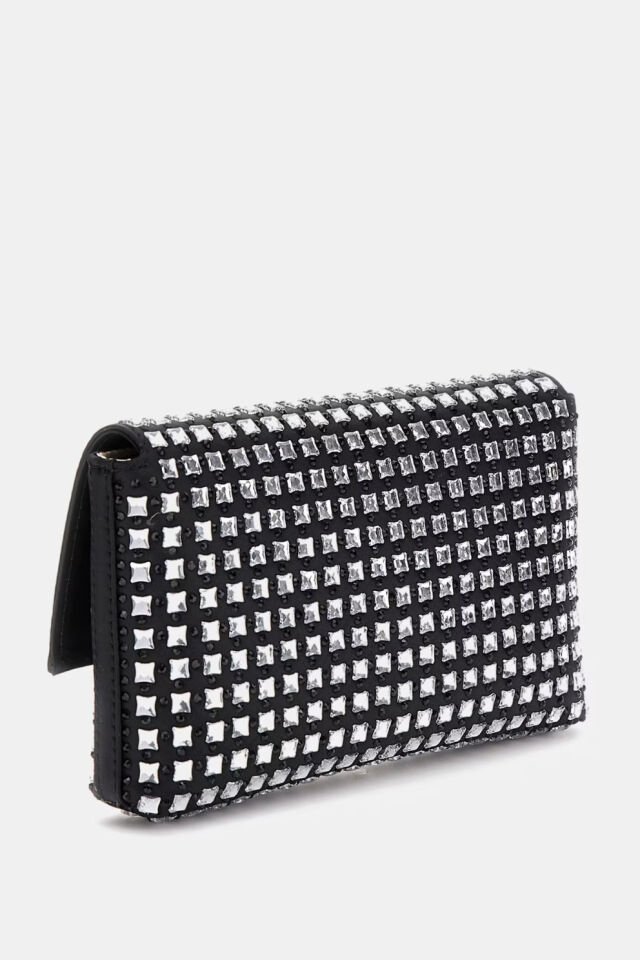 Guess Zalina Zımba Detaylı Clutch Çanta Siyah