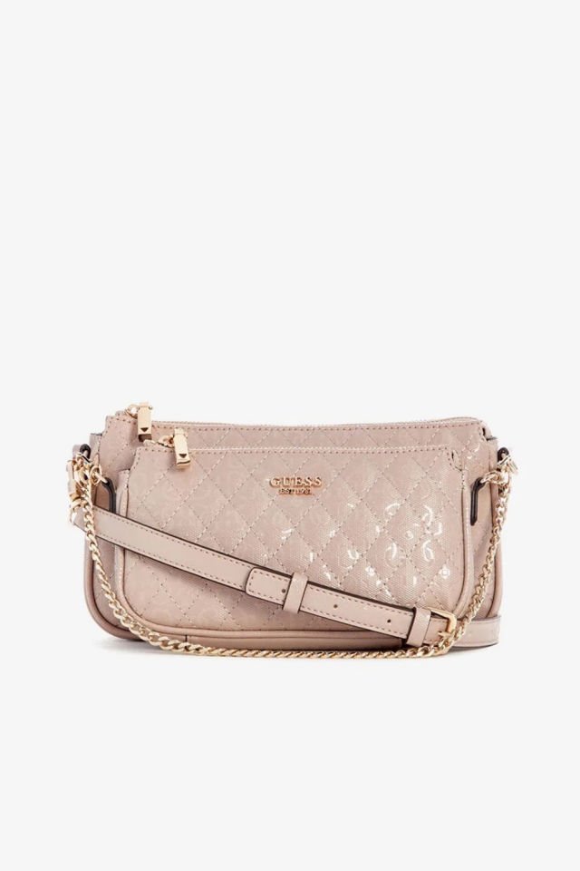 Guess Yarmilla 4G ve Peony Logolu Rugan Mini Çapraz Çanta Pembe