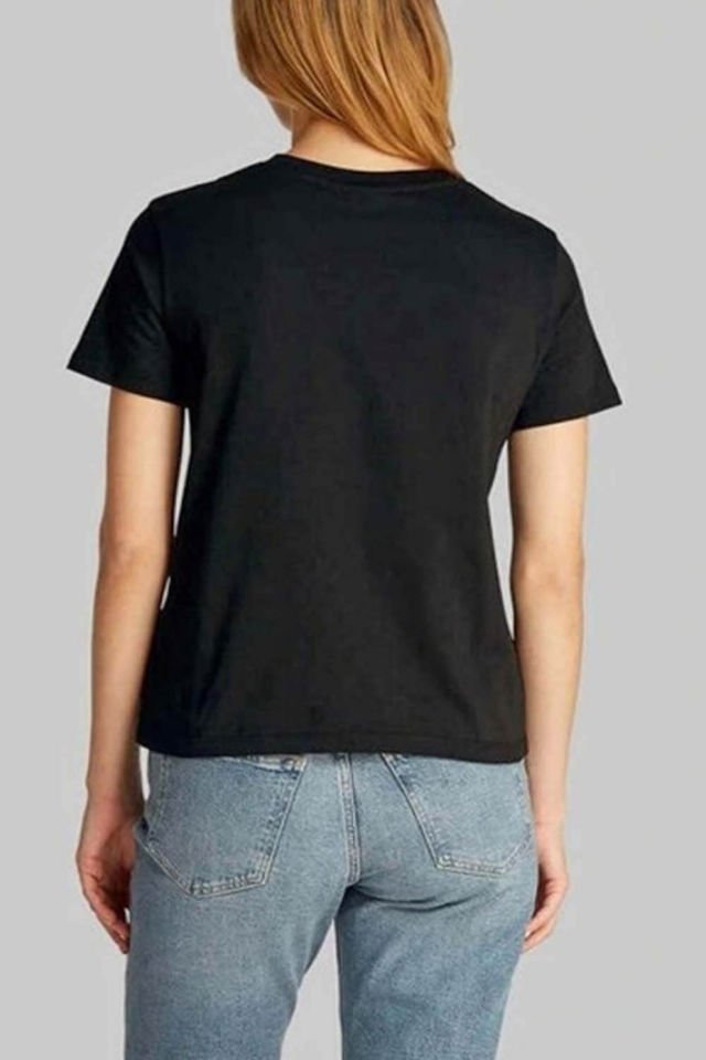 Calvin Klein T-Shirt Dokuma Etiket Normal Jersey Tişört Siyah