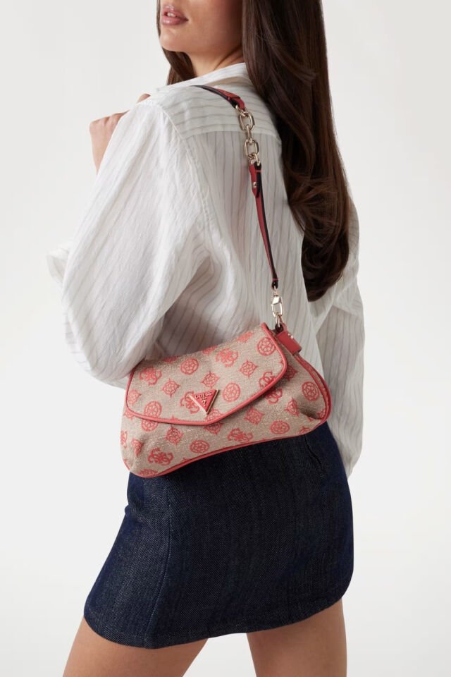 Guess Beyza 4G ve Peony Logolu Çapraz Çanta Mercan