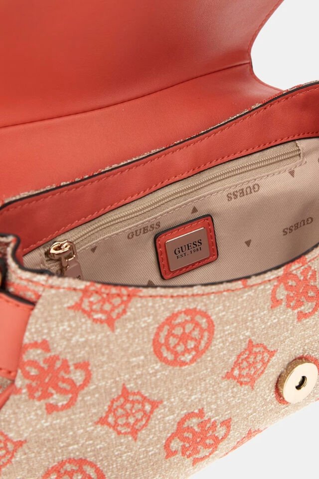 Guess Beyza 4G ve Peony Logolu Çapraz Çanta Mercan