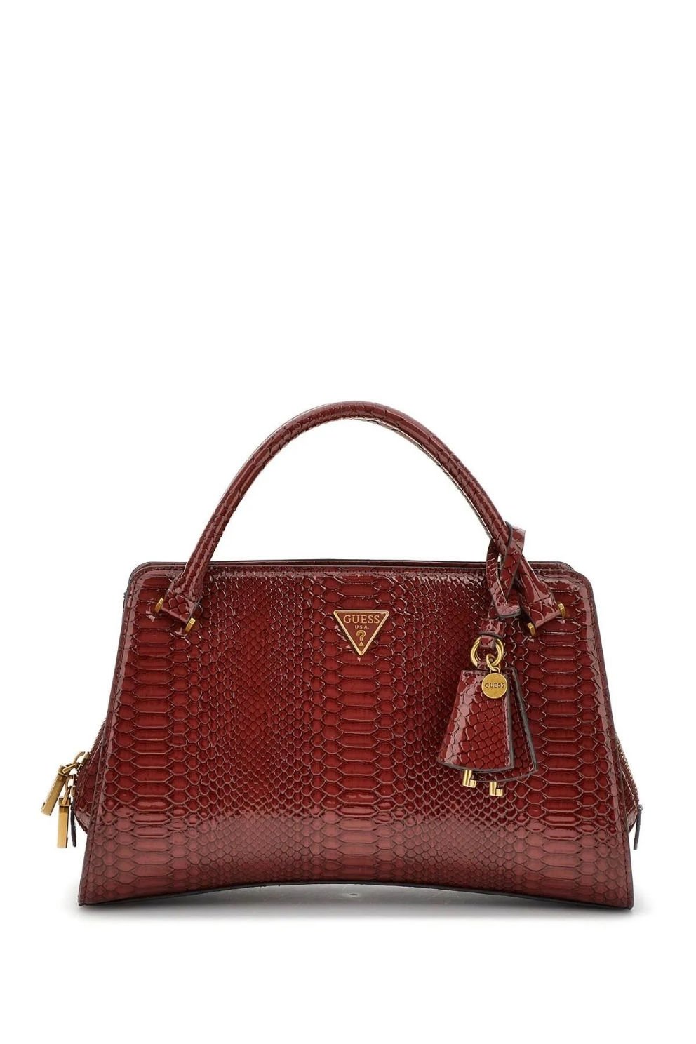 Guess Georgina Piton Desenli El Çantası Bordo