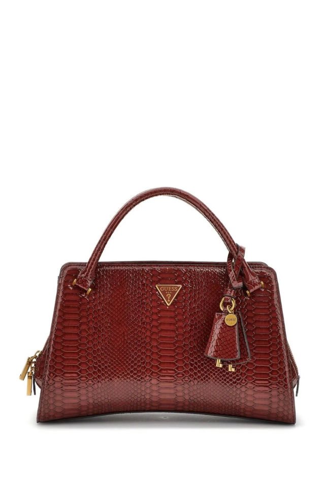 Guess Georgina Piton Desenli El Çantası Bordo