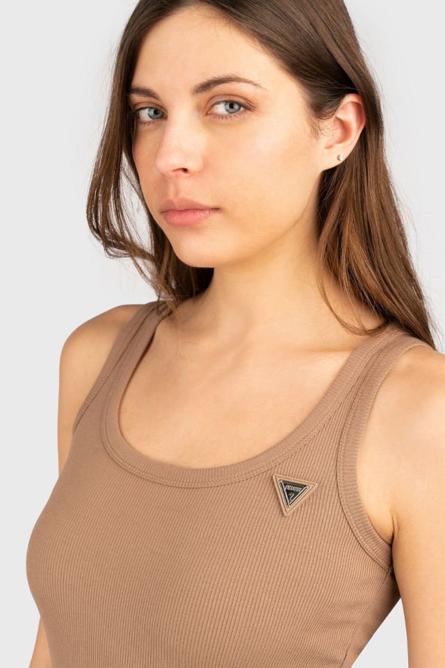 Guess Colettte Fitilli Kalın Askılı Regular Fit Yuvarlak Yaka Atlet