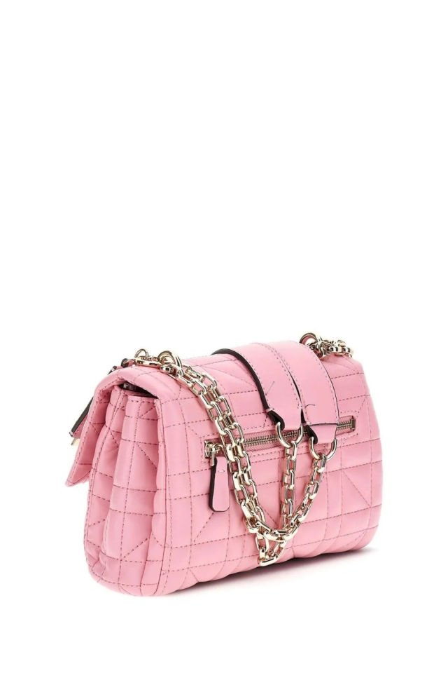 Guess Assia Kapitoneli Çapraz Çanta Floresan Pembe