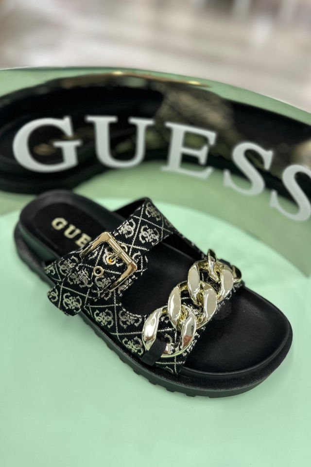 Guess Fatema 4g Logolu Terlik Siyah