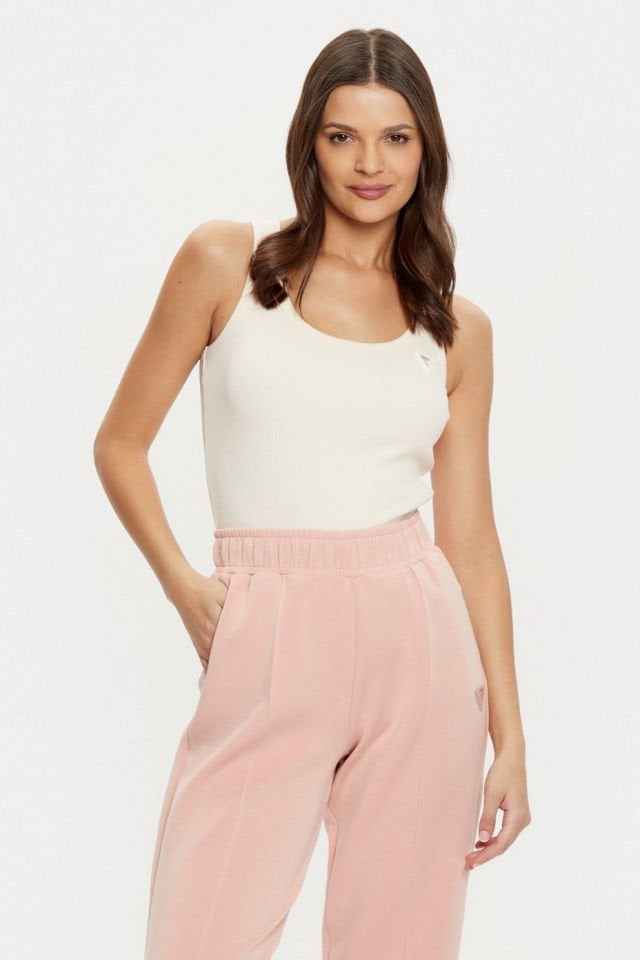 Guess Colettte Fitilli Kalın Askılı Regular Fit Yuvarlak Yaka Atlet Beyaz