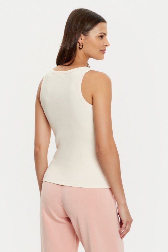 Guess Colettte Fitilli Kalın Askılı Regular Fit Yuvarlak Yaka Atlet Beyaz