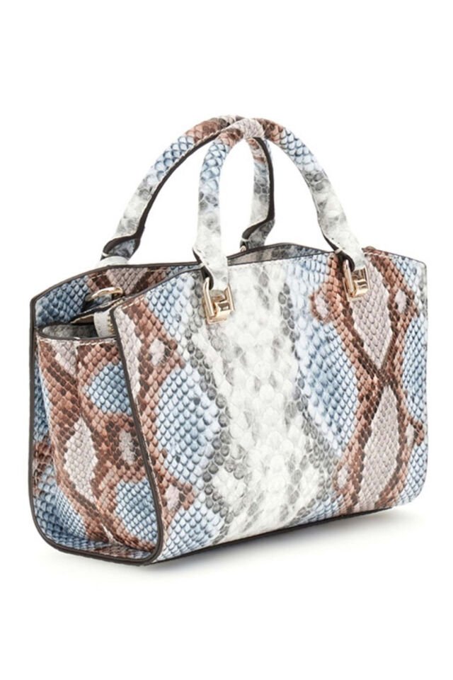 Guess Queensland Mini Satchel Çanta Misty Blue Çok Renkli