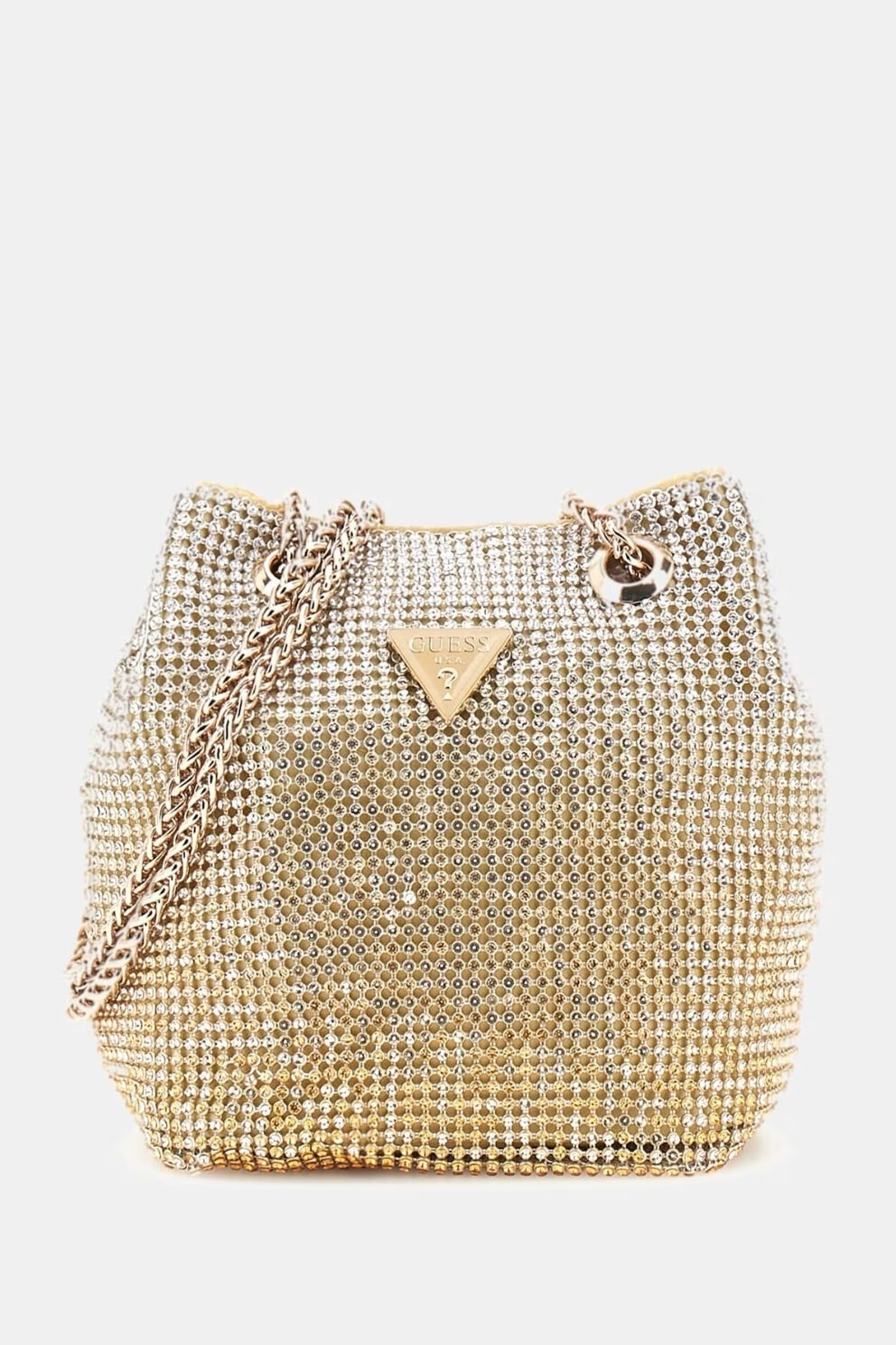 Guess Zalina Taşlı Mini El Çantası Altın Rengi