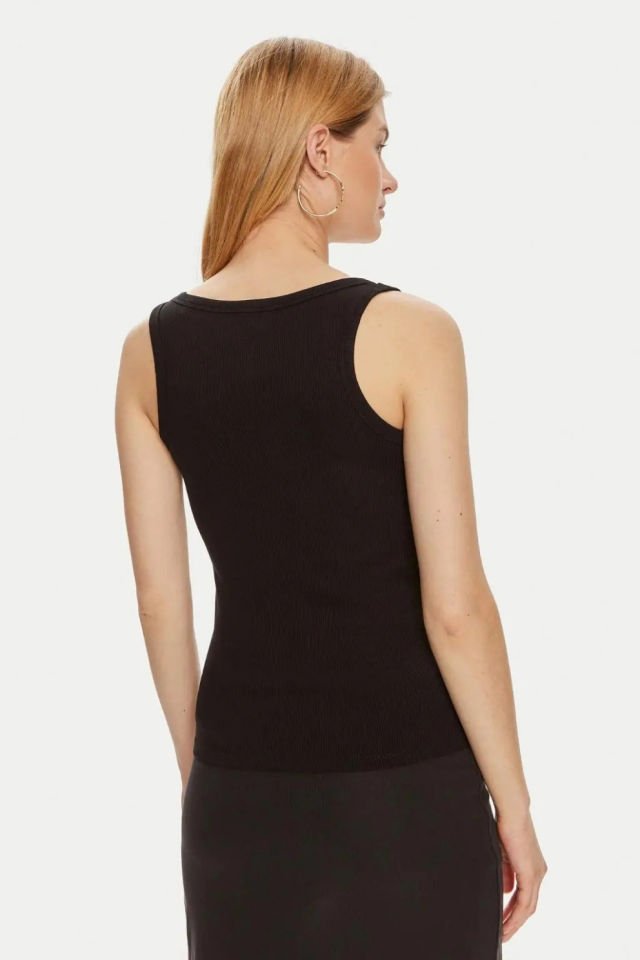 Guess Colettte Fitilli Kalın Askılı Regular Fit Yuvarlak Yaka Atlet Siyah