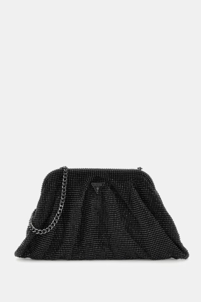 Guess Zalina Taş Kaplama Clutch Çanta Siyah