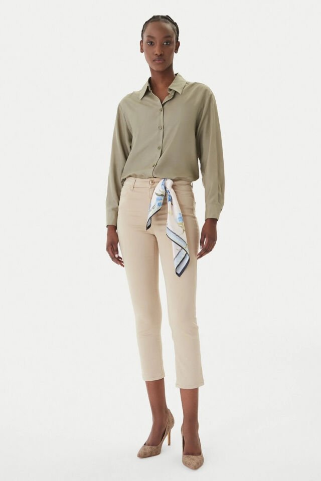 Guess Bej Dar Kesim Kot Pantolon