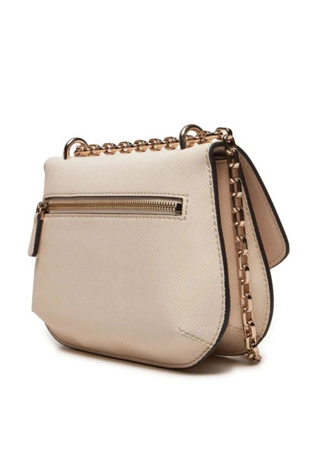 Guess Kadın Fermuarlı Askılı Logo Detaylı Omuz Çantası Bej