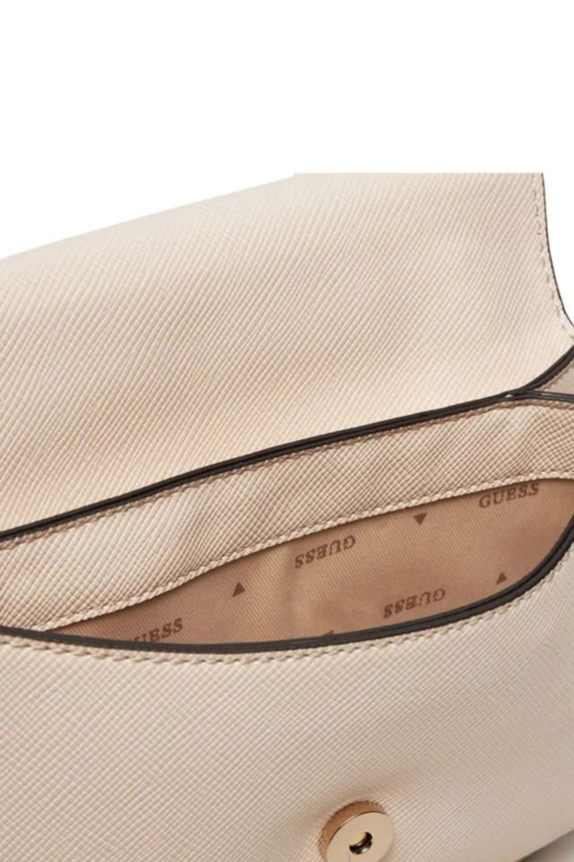 Guess Kadın Fermuarlı Askılı Logo Detaylı Omuz Çantası Bej