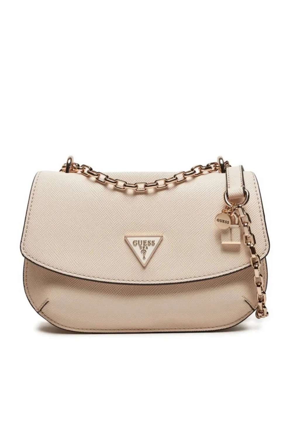 Guess Kadın Fermuarlı Askılı Logo Detaylı Omuz Çantası Bej