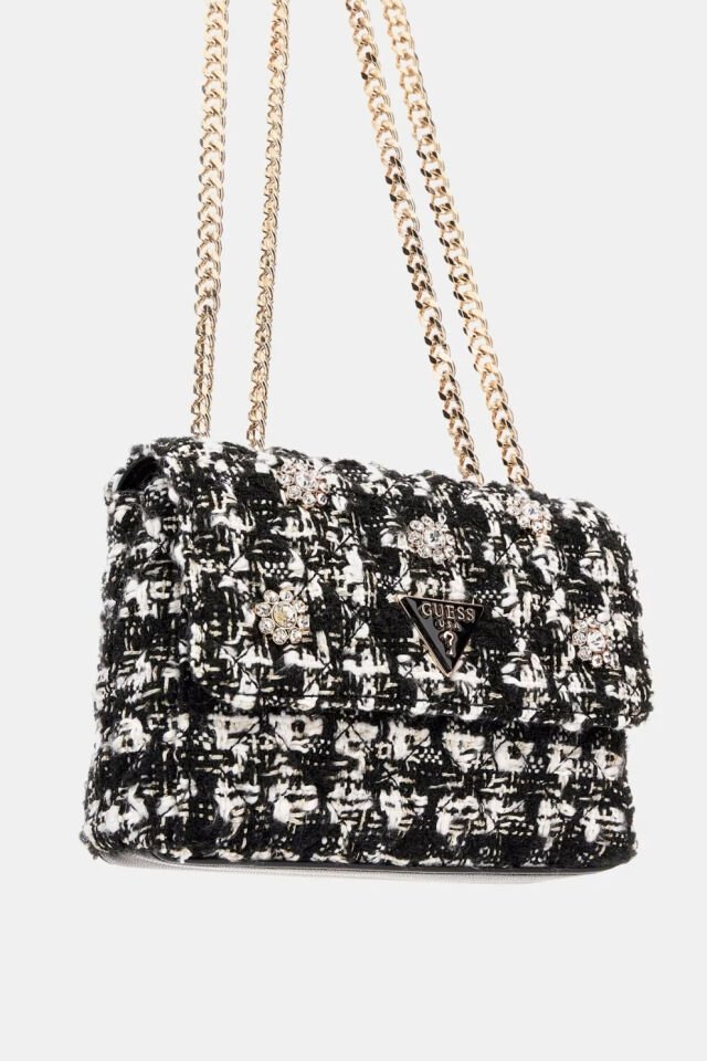 Guess Everlee Tüvit Çapraz Çanta Siyah