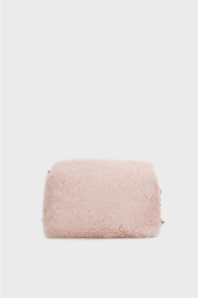 Guess Samia Yapay Kürk Çapraz Çanta Pembe