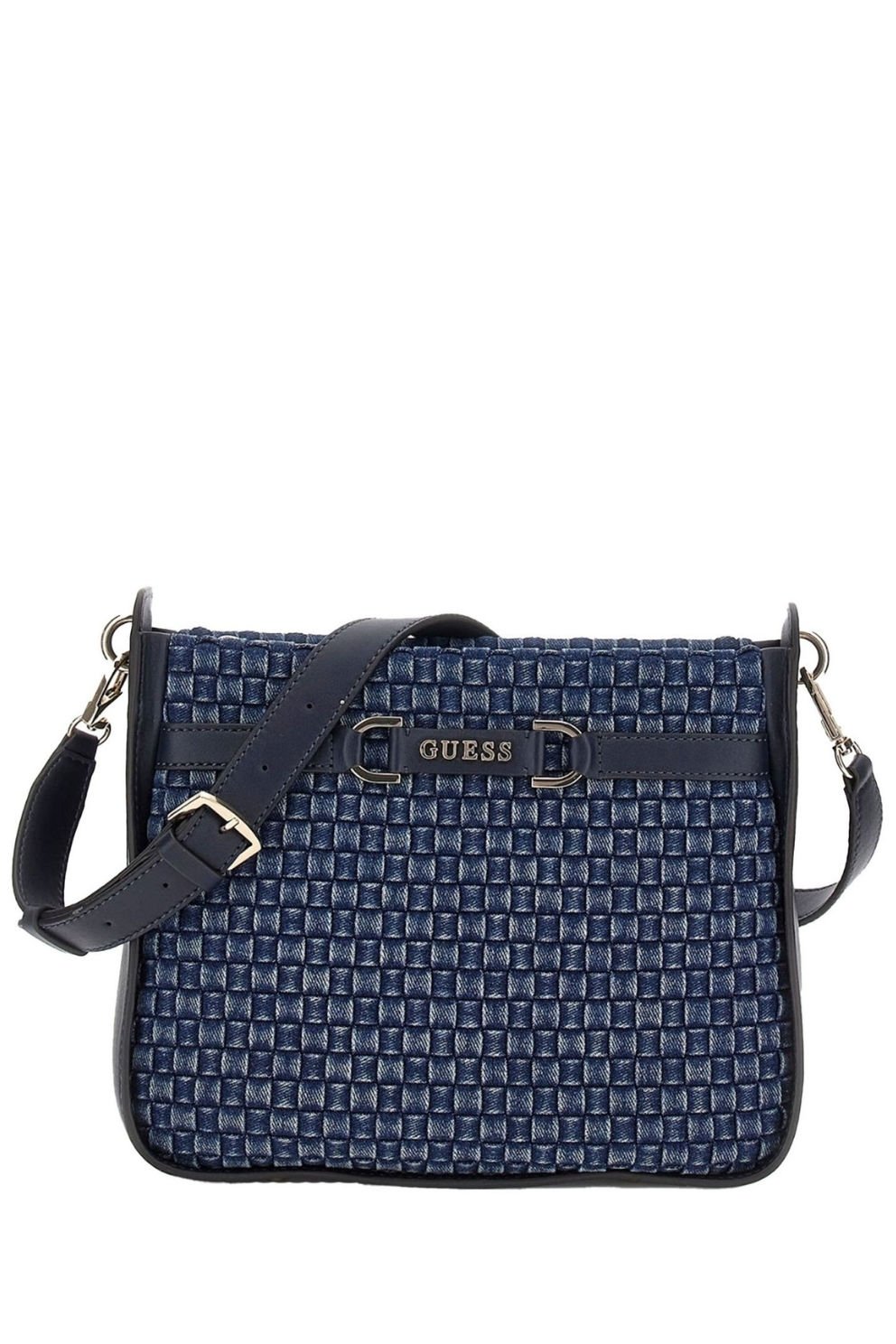 Guess Kot Dokuma Omuz Çantası Mavi
