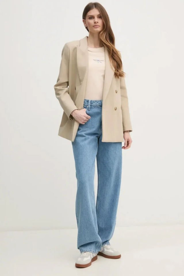 Calvin Klein  Degrade Logolu Tişört Bej