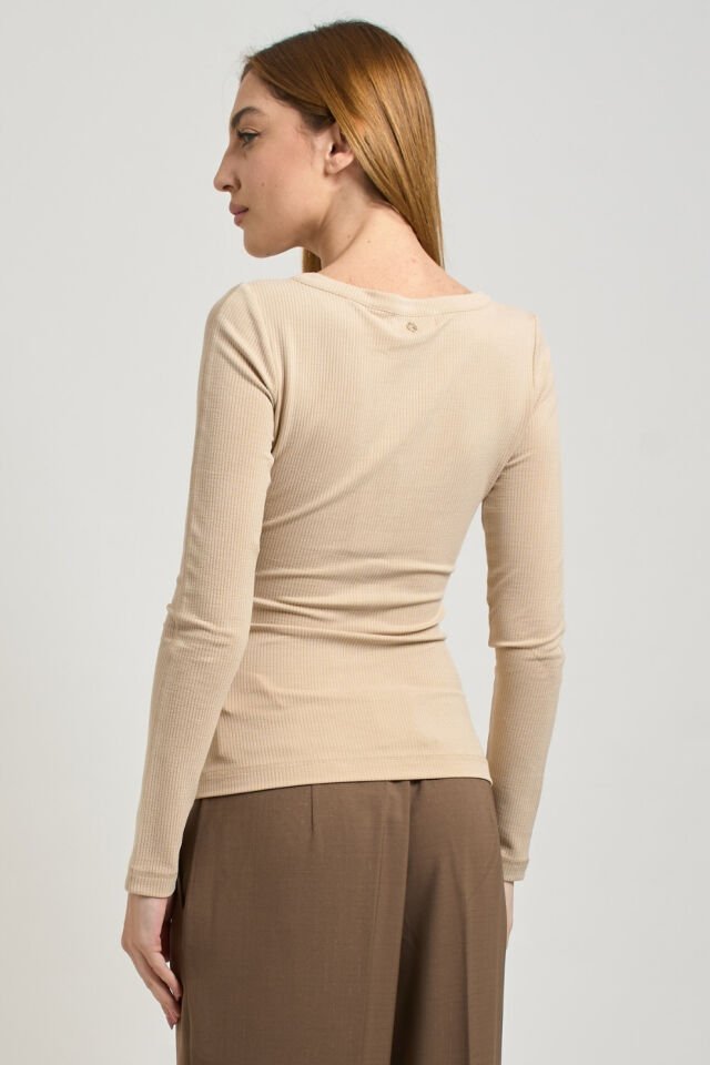 Guess Uzun Kollu Lena Düğmeli Üst Bej