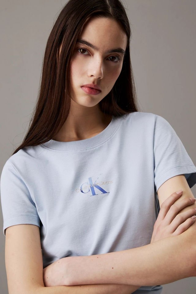 Calvin Klein  Degrade Logolu Tişört Mavi