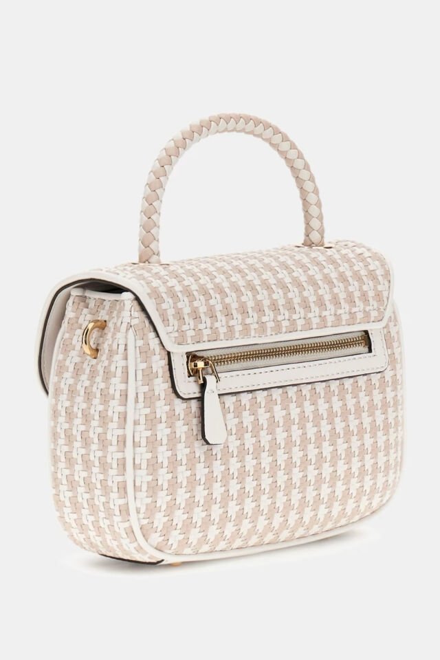 Guess Mirema Hasır Mini El Çantası Beyaz