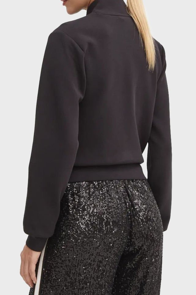 Guess Ann Pamuklu Regular Fit Dik Yaka Bayan Sweat Siyah