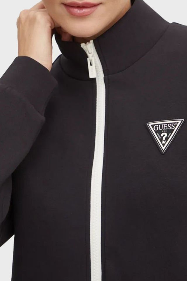 Guess Ann Pamuklu Regular Fit Dik Yaka Bayan Sweat Siyah