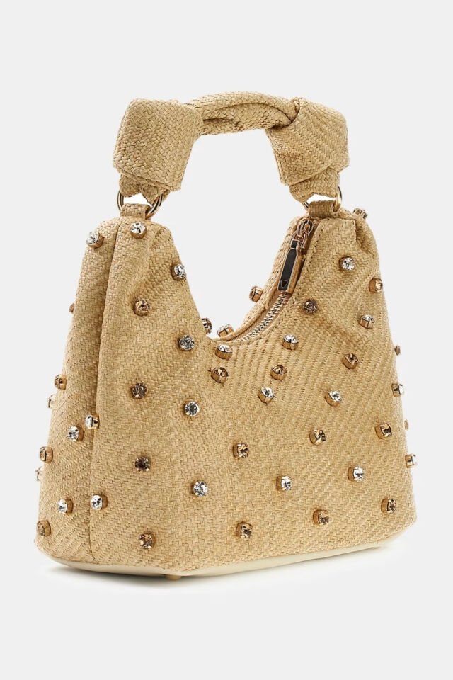 Guess Isotta Taş Detaylı Hobo Çanta Krem