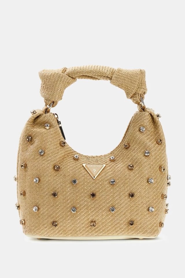 Guess Isotta Taş Detaylı Hobo Çanta Krem