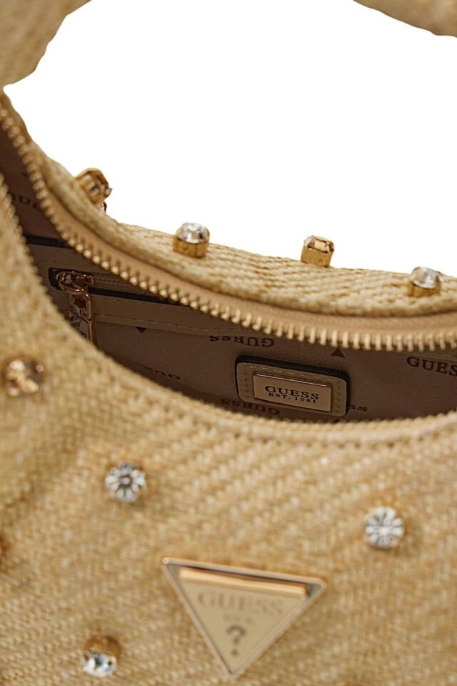 Guess Isotta Taş Detaylı Hobo Çanta Krem