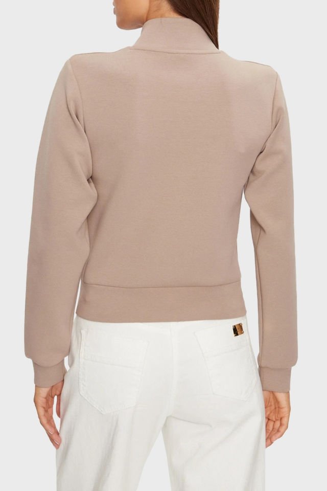 Guess Ann Pamuklu Regular Fit Dik Yaka Bayan Sweat Toprak