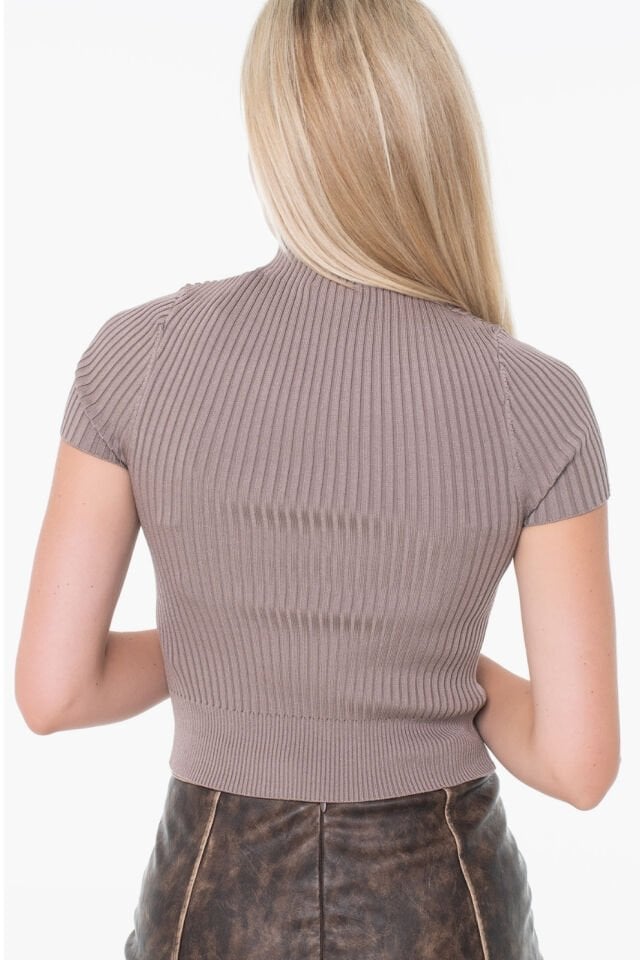 Guess Kısa Kollu Kazak Bluz Kahverengi