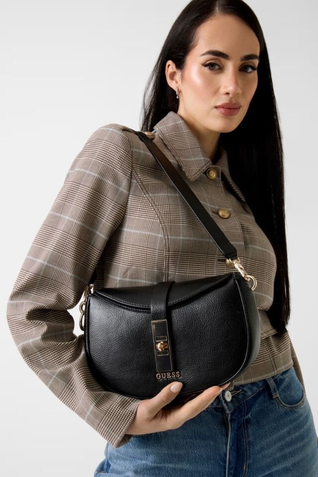 Guess  Brooke Charm Omuz Çantası Siyah