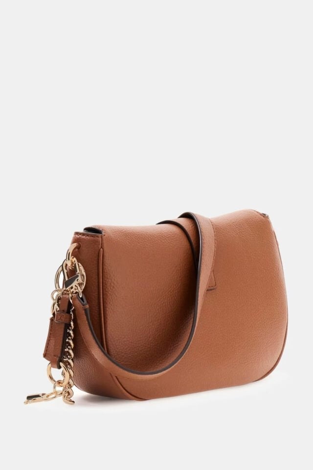 Guess  Brooke Charm Omuz Çantası Kahverengi