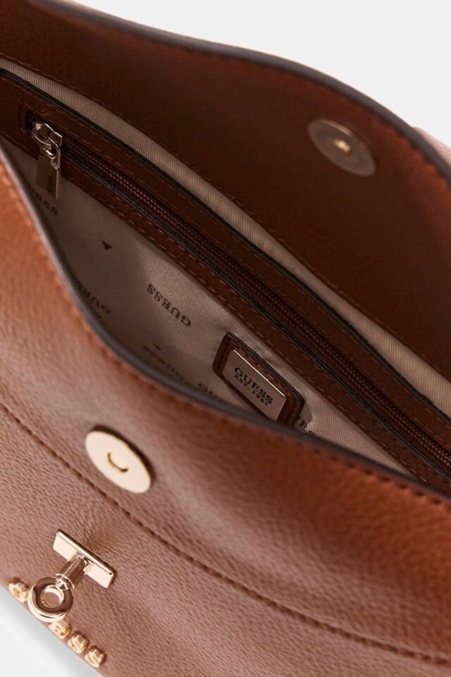 Guess  Brooke Charm Omuz Çantası Kahverengi