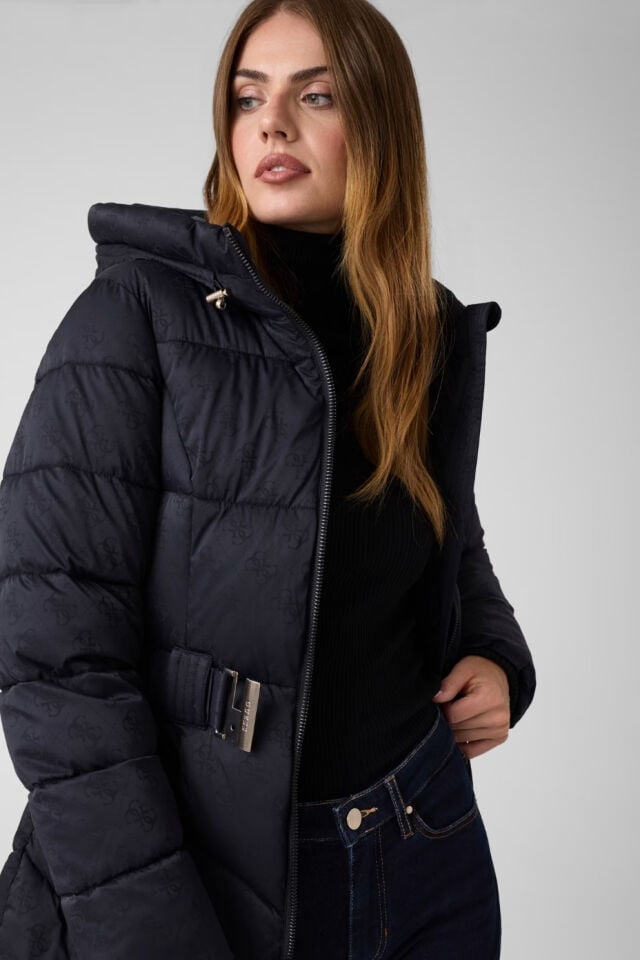 Guess Orta Boy Şişme Ceket Siyah
