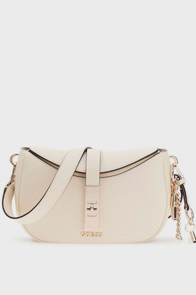 Guess  Brooke Charm Omuz Çantası Krem