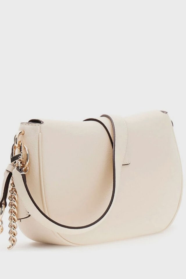 Guess  Brooke Charm Omuz Çantası Krem