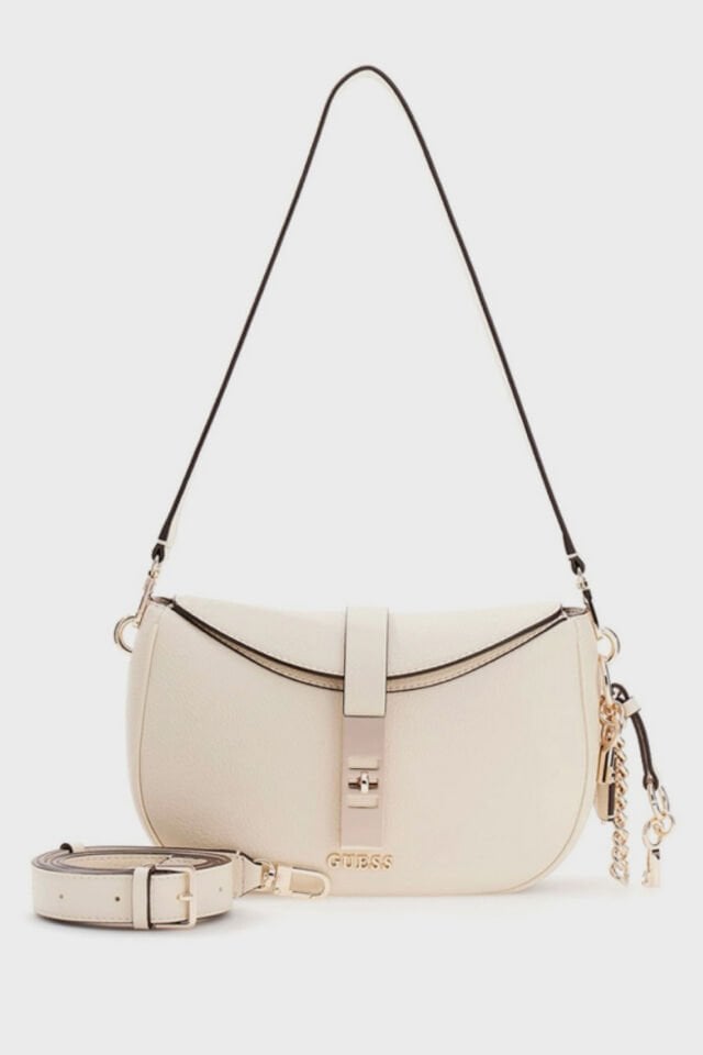 Guess  Brooke Charm Omuz Çantası Krem