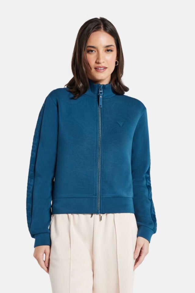 Guess Ön Fermuarlı Sweatshirt Mavi