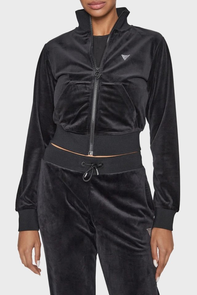 Guess Kadife Sweatshirt Siyah