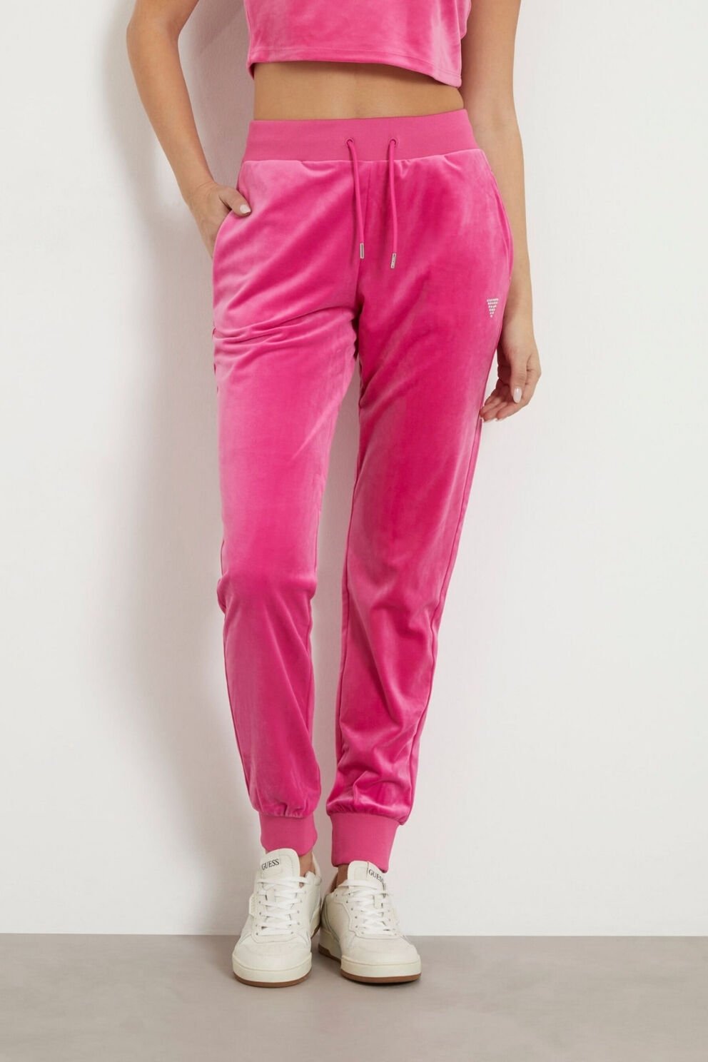 Guess Kadife Jogger Pantolon Pembe