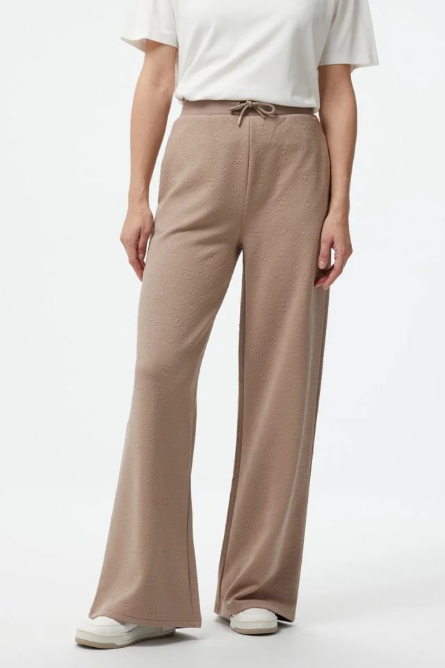 Guess Peony Logolu Straight Pantolon Bej