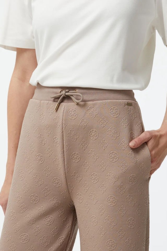 Guess Peony Logolu Straight Pantolon Bej