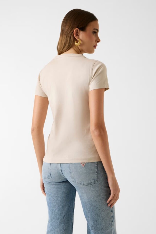 Guess Logo Tişört Krem
