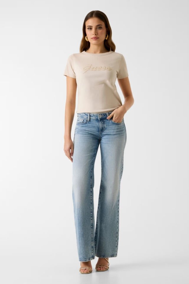 Guess Logo Tişört Krem