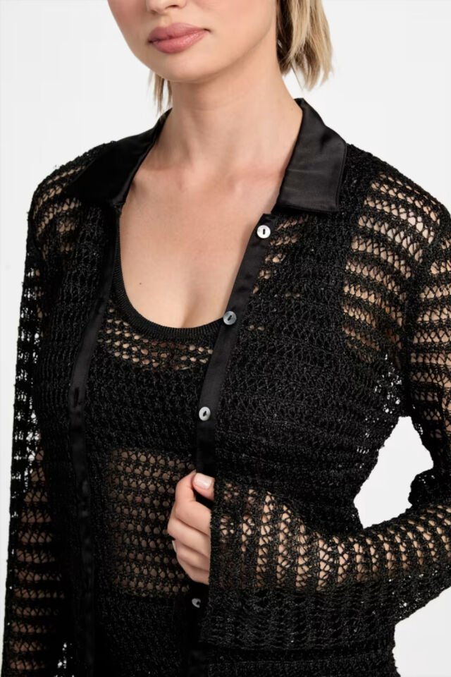 Guess Bella Açık Dikişli Üst Siyah