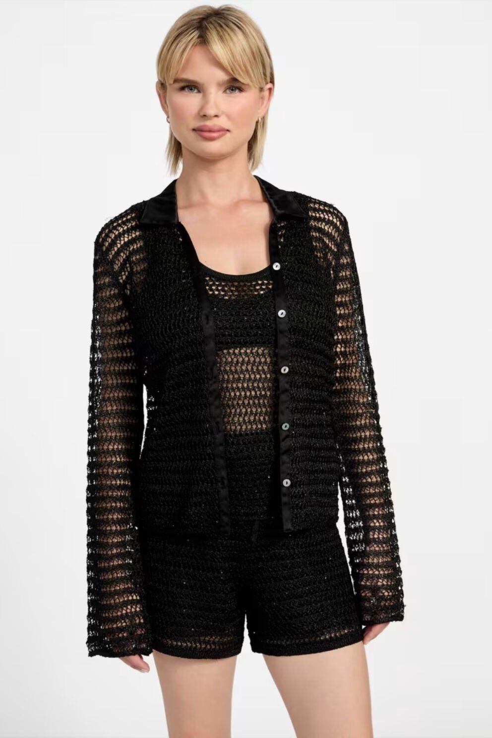 Guess Bella Açık Dikişli Üst Siyah